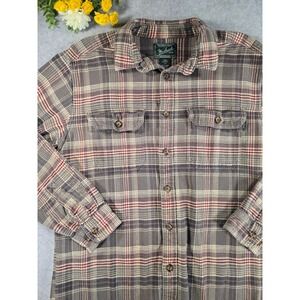 Woolrich Mens Plaid Flannel Long Sleeve Button Up Shirt Classic Cotton Outdoor L